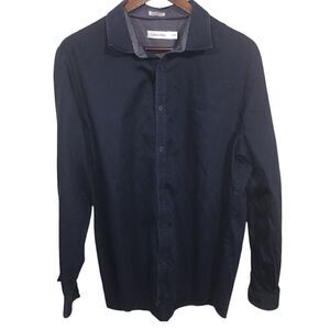 Calvin Klein Men's Dark Navy Blue Button Down Shirt
